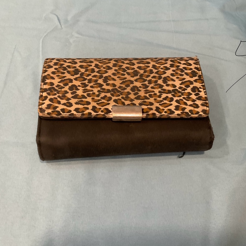 Black,tri-fold wallet, leopard